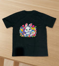 Floral Bunny Black T Shirt